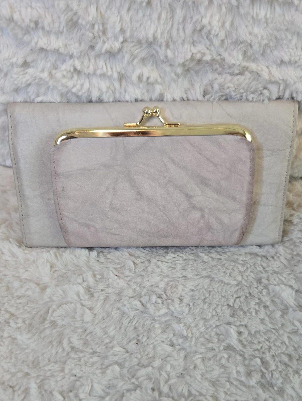 Burton Light Gray Leather Wallet Clutch